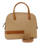 Luxury CELINE Macadam Canvas Hand Bag PVC Leather 2way Beige 69018