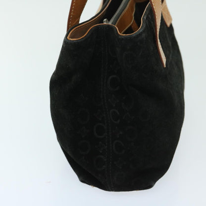 Luxury CELINE C Macadam Canvas Hand Bag Suede Black Brown 69140