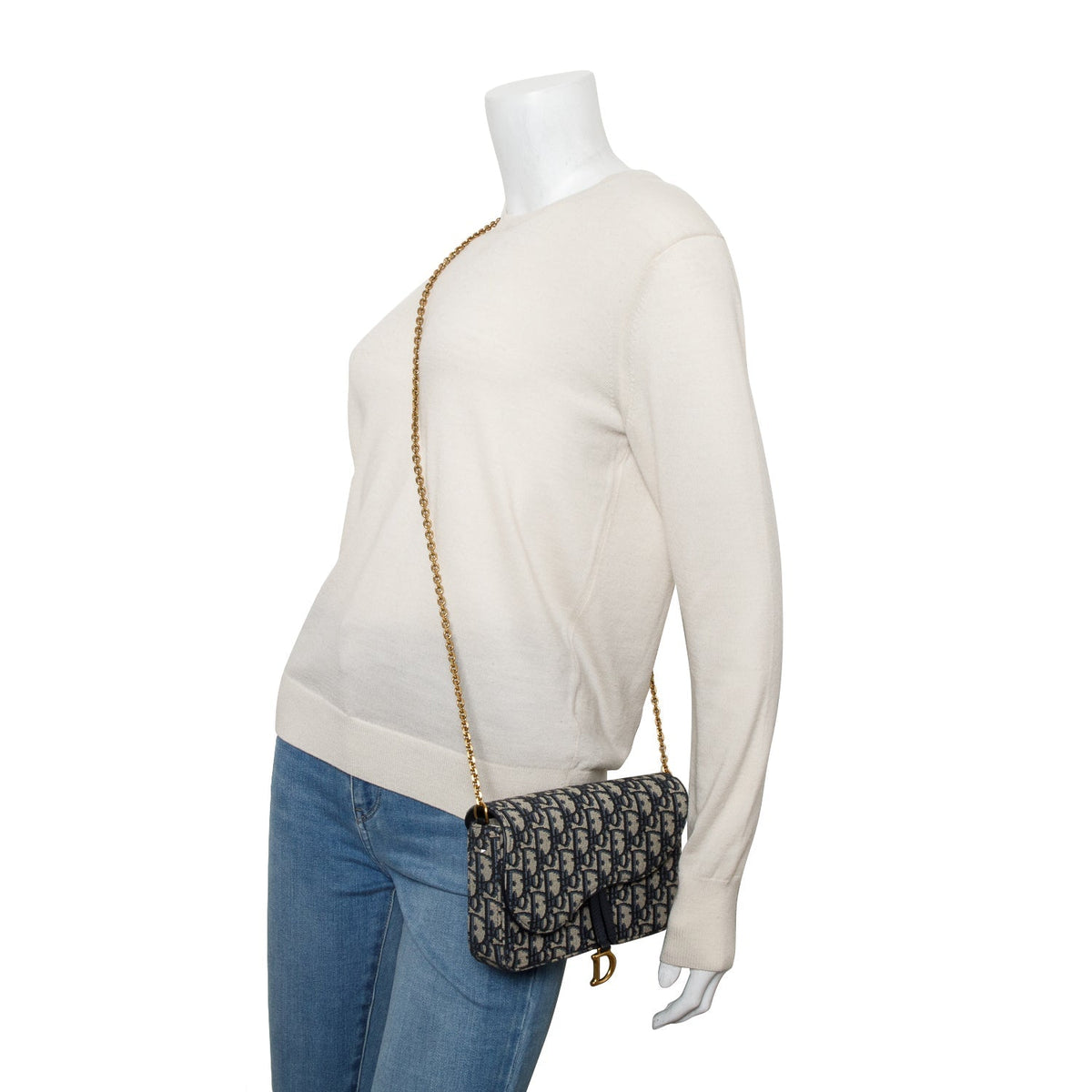 Christian Dior 2024 Oblique Jacquard Saddle Pouch with Chain Rovelle Bags