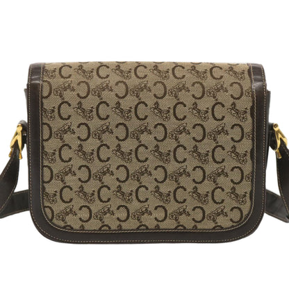 Luxury CELINE C Macadam Canvas Shoulder Bag Beige 69250