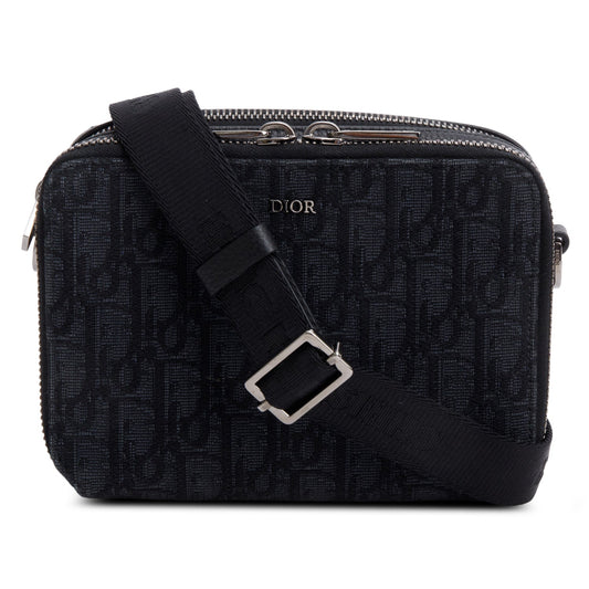 Christian Dior 2020 Black Oblique Jacquard Zipped Pouch Rovelle Bags