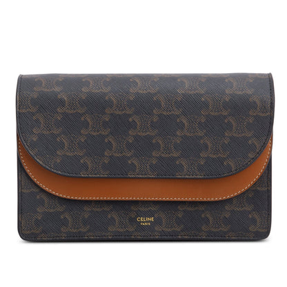 Celine 2022 Triomphe Canvas Lambskin Wallet on Strap