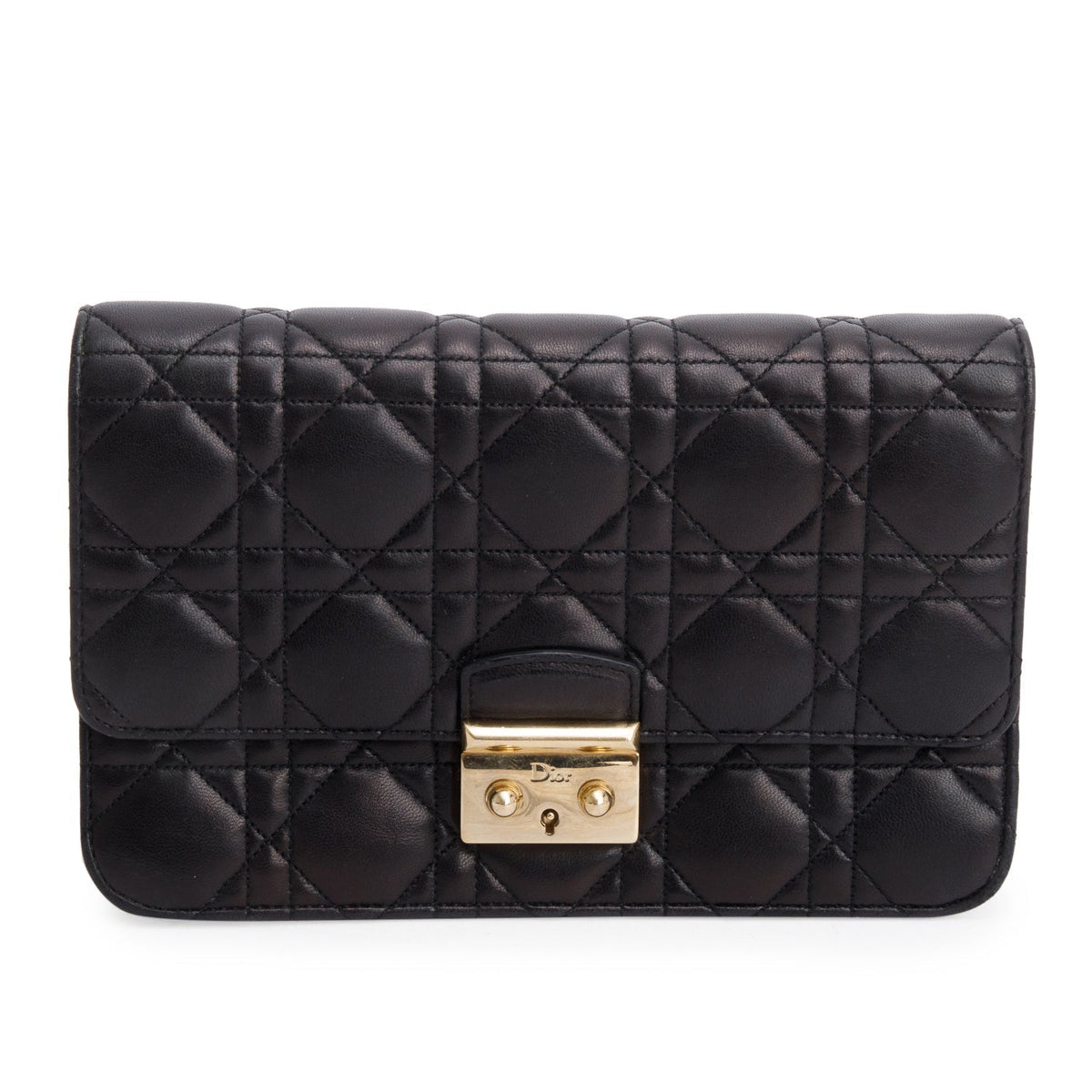 Christian Dior Black Lambskin Cannage Miss Dior Promenade Pouch Rovelle Bags