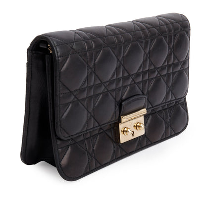 Christian Dior Black Lambskin Cannage Miss Dior Promenade Pouch Rovelle Bags