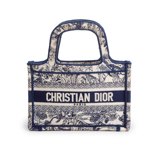 Christian Dior 2020 Blue Canvas Embroidered Mini Toile De Jouy Book Tote Rovelle Bags