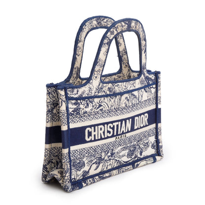 Christian Dior 2020 Blue Canvas Embroidered Mini Toile De Jouy Book Tote Rovelle Bags
