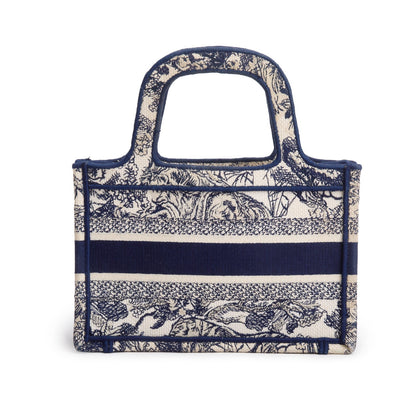 Christian Dior 2020 Blue Canvas Embroidered Mini Toile De Jouy Book Tote Rovelle Bags
