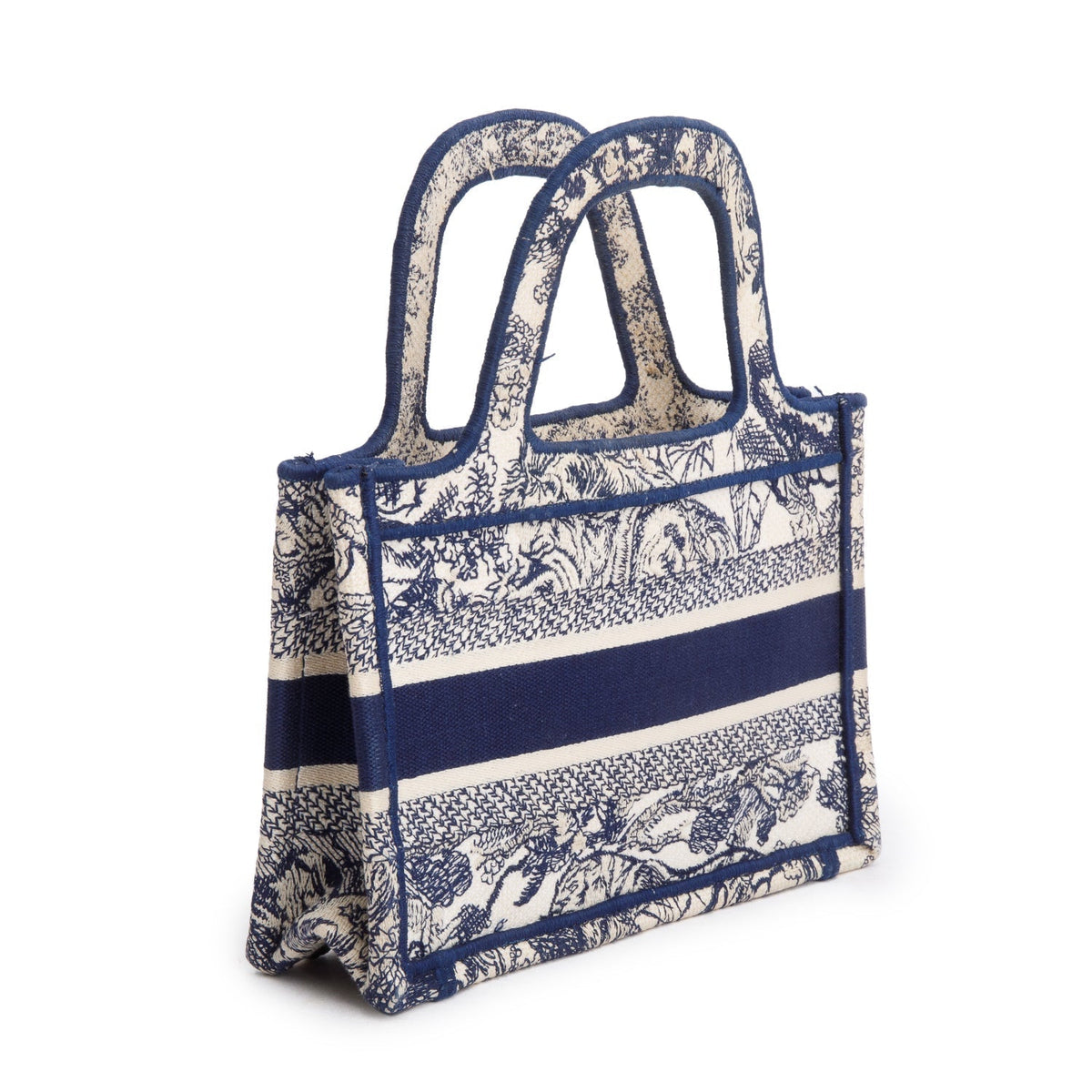 Christian Dior 2020 Blue Canvas Embroidered Mini Toile De Jouy Book Tote Rovelle Bags