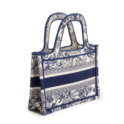 Christian Dior 2020 Blue Canvas Embroidered Mini Toile De Jouy Book Tote Rovelle Bags