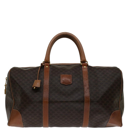 Luxury CELINE Macadam Canvas Boston Bag PVC Brown 69632