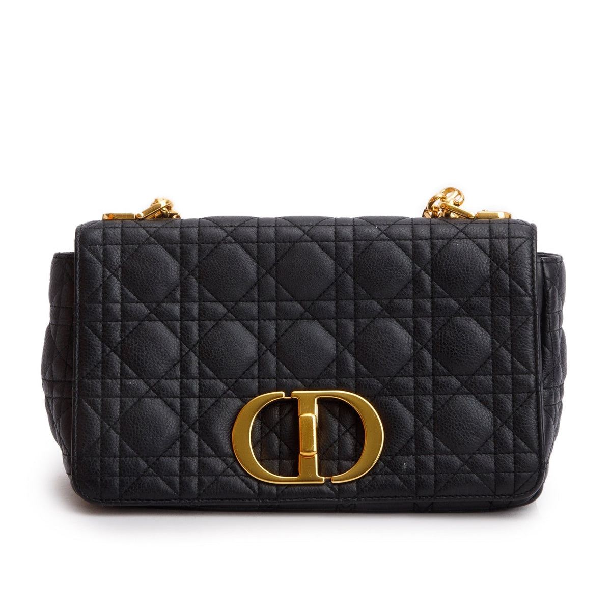 Christian Dior 2023 Black Supple Cannage Calfskin Medium Dior Caro Bag Rovelle Bags