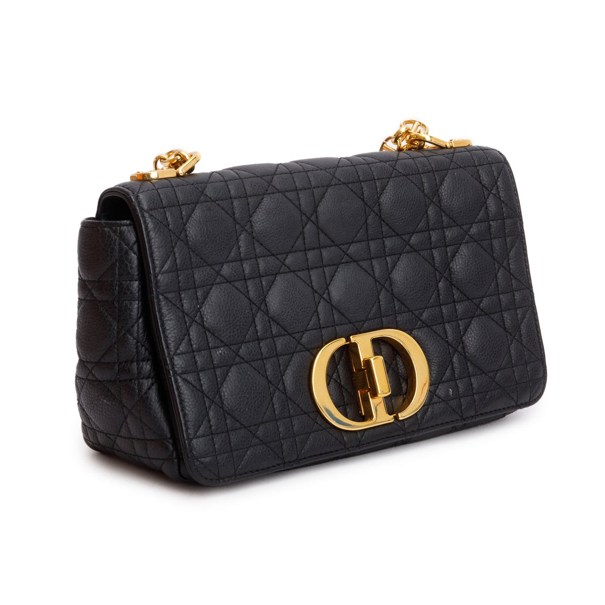Christian Dior 2023 Black Supple Cannage Calfskin Medium Dior Caro Bag Rovelle Bags