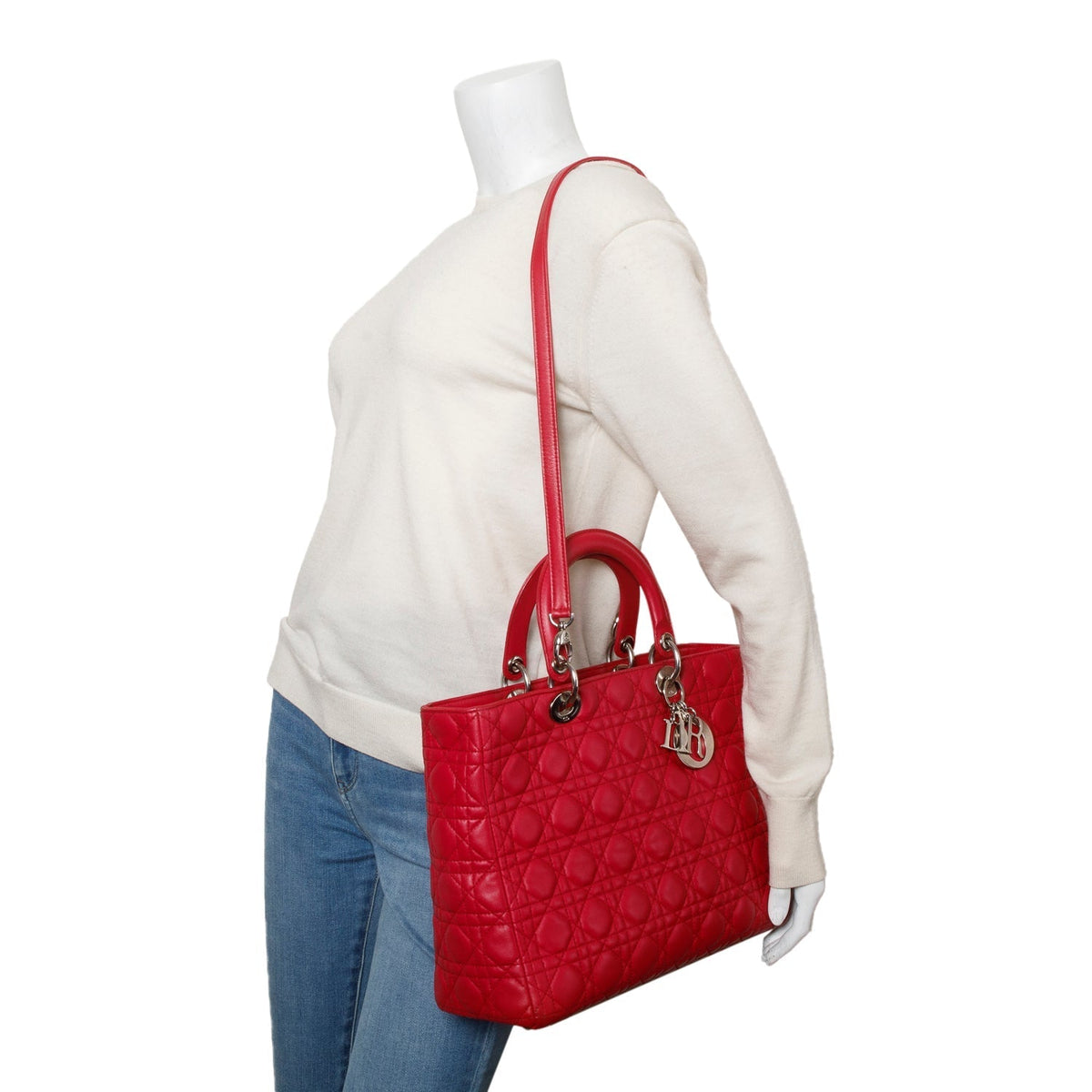 Christian Dior Pink Cannage Leather Large Lady Dior Bag Rovelle Bags