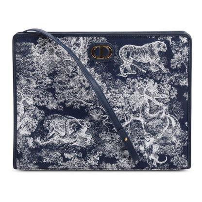 Christian Dior 2024 Blue Toile de Jouy Reverse Jacquard Dea 30 Montaigne Pouch Rovelle Bags