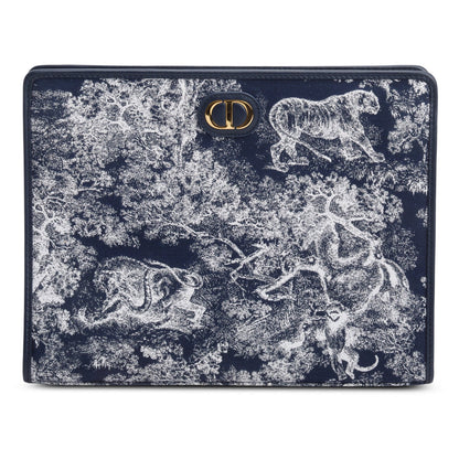 Christian Dior 2024 Blue Toile de Jouy Reverse Jacquard Dea 30 Montaigne Pouch Rovelle Bags