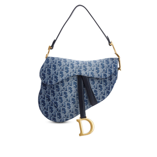 Christian Dior 2024 Blue Denim Dior Oblique Jacquard Saddle Bag Rovelle Bags