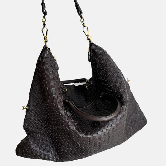 Bottega Veneta Maxi Convertible Tote Bag Dark Chocolate Brown Leather Two-way Carry 50cm