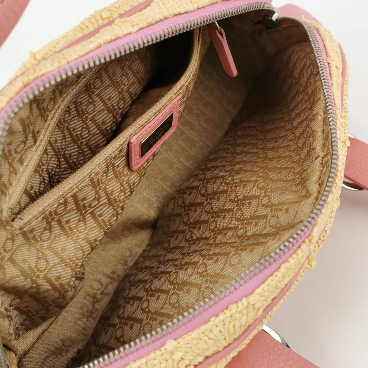 Dior Wicker Boston Bag Floral Embroidery Pink Leather Rovelle Bags