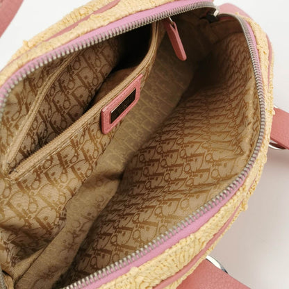 Dior Wicker Boston Bag Floral Embroidery Pink Leather Rovelle Bags
