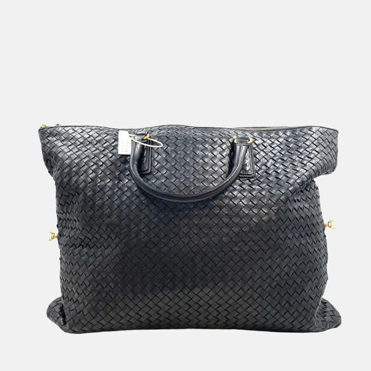 Bottega Veneta Maxi Convertible Tote Bag Hobo Black Leather Two-way Carry 50cm