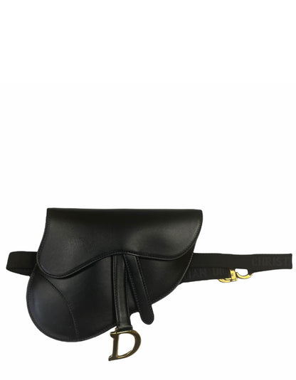 Christian Dior Black Leather Saddle Pouch Belt Bag Rovelle Bags