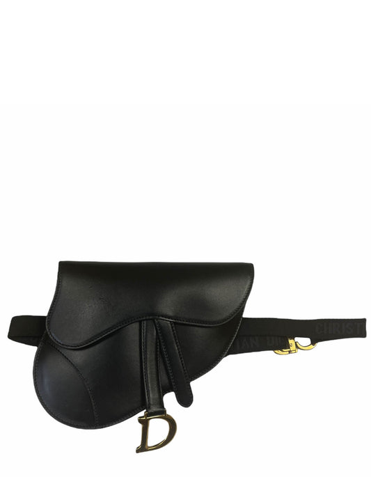 Christian Dior Black Leather Saddle Pouch Belt Bag Rovelle Bags