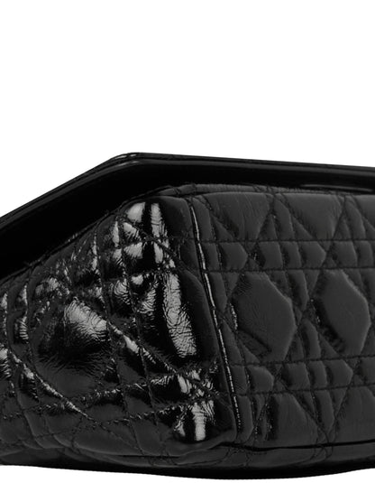 Christian Dior Black Patent Leather Cannage Medium Caro Bag Rovelle Bags