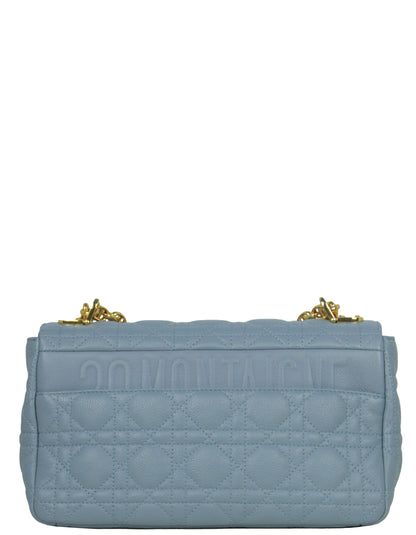 Christian Dior Blue Calfskin Leather Cannage Medium Caro Bag Rovelle Bags