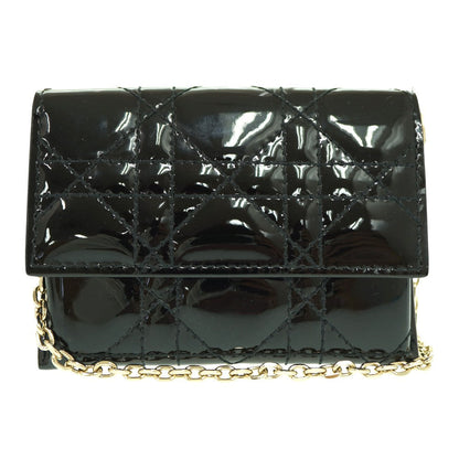 Dior Shoulder Bag Patent leather black Chain Card Case Coin Case Wallet Women Rovelle Bags