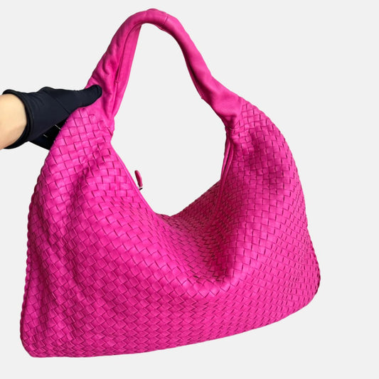Bottega Veneta Veneta Hobo Large Pink Intrecciato Leather Bag 51cm