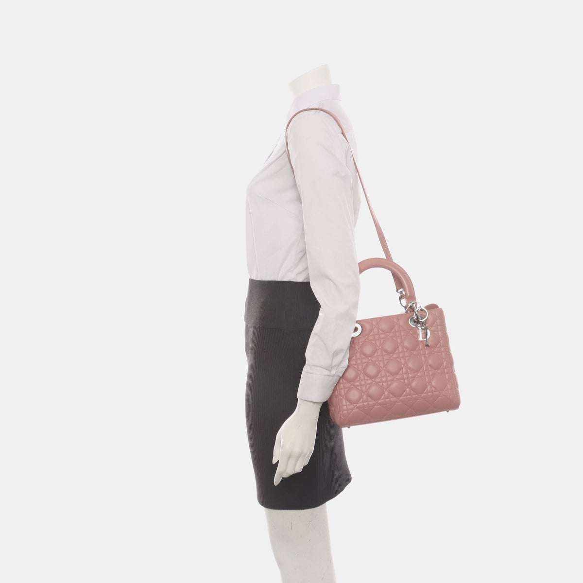 Lady Dior Medium Handbag Lipstick Pink Cannage Leather Gold Hardware Rovelle Bags