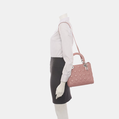 Lady Dior Medium Handbag Lipstick Pink Cannage Leather Gold Hardware Rovelle Bags