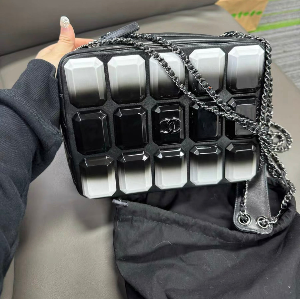 Chanel Black Shopping Pop Art Gradient 2014 Runway Large Tote Rovelle Bags