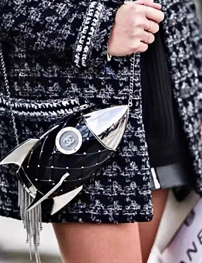 Chanel Luxury Quilted Black Clutch Quilted Rovelle Bags