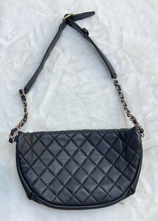 Chanel Quilted Caviar Leather Black Handbag Style Rovelle Bags