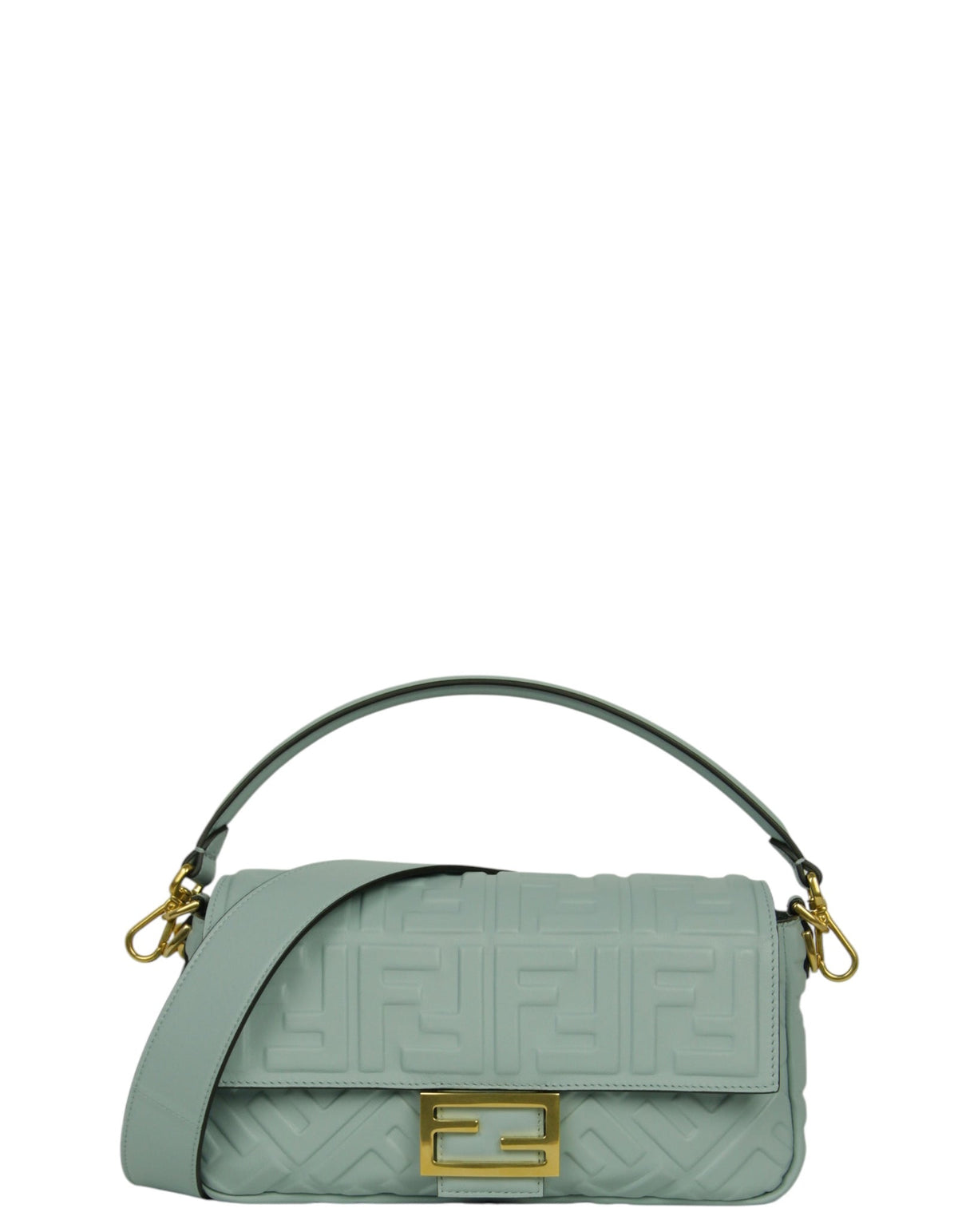 Fendi Blue Embossed FF 1974 Medium Baguette NM Rovelle Bags