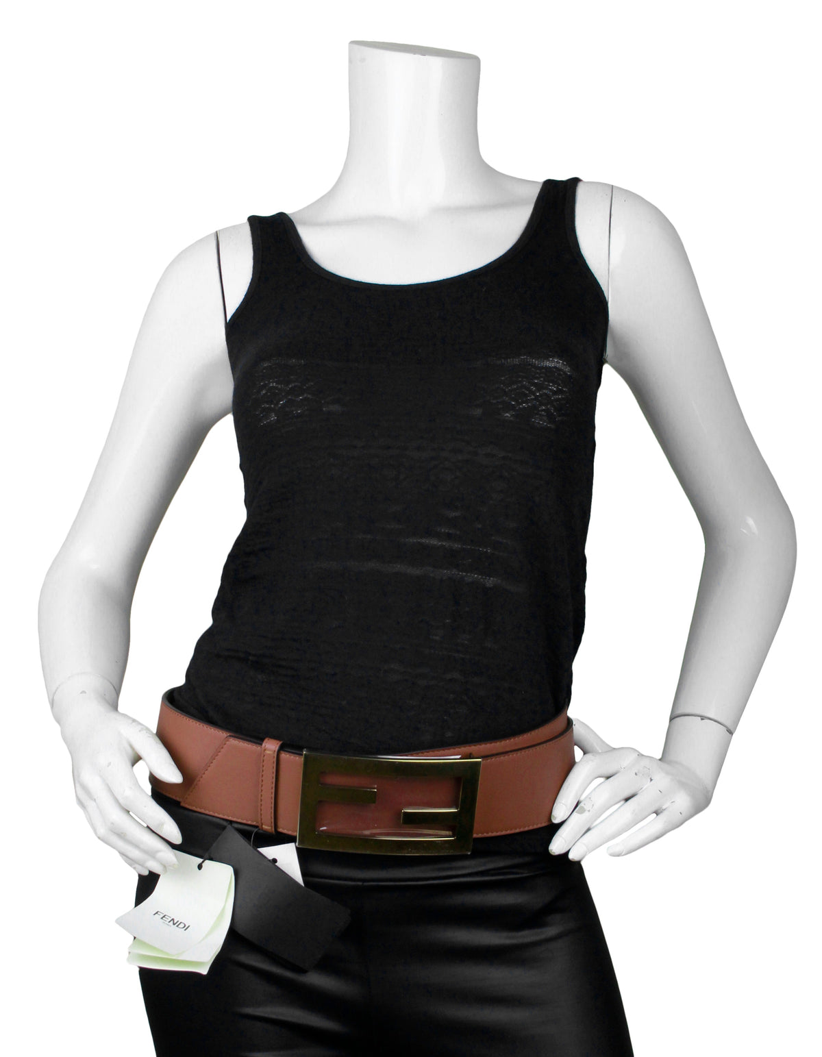 Fendi NWT Brown Leather Wide Logo Belt sz 85/34" Rovelle Bags