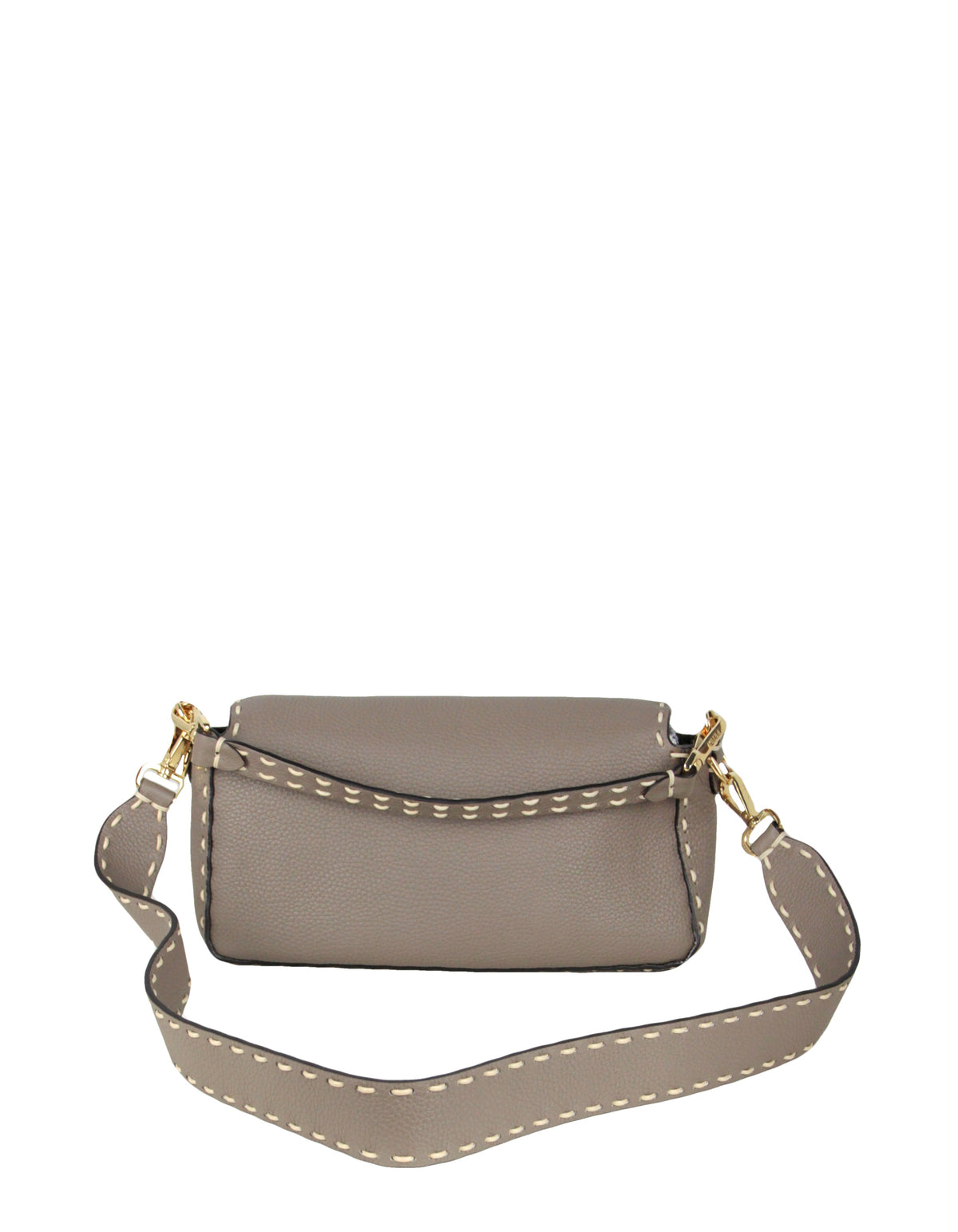 Fendi Grey Selleria Leather NM Baguette Bag w/ Stitched Trim Rovelle Bags