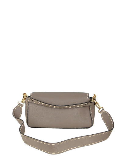Fendi Grey Selleria Leather NM Baguette Bag w/ Stitched Trim Rovelle Bags