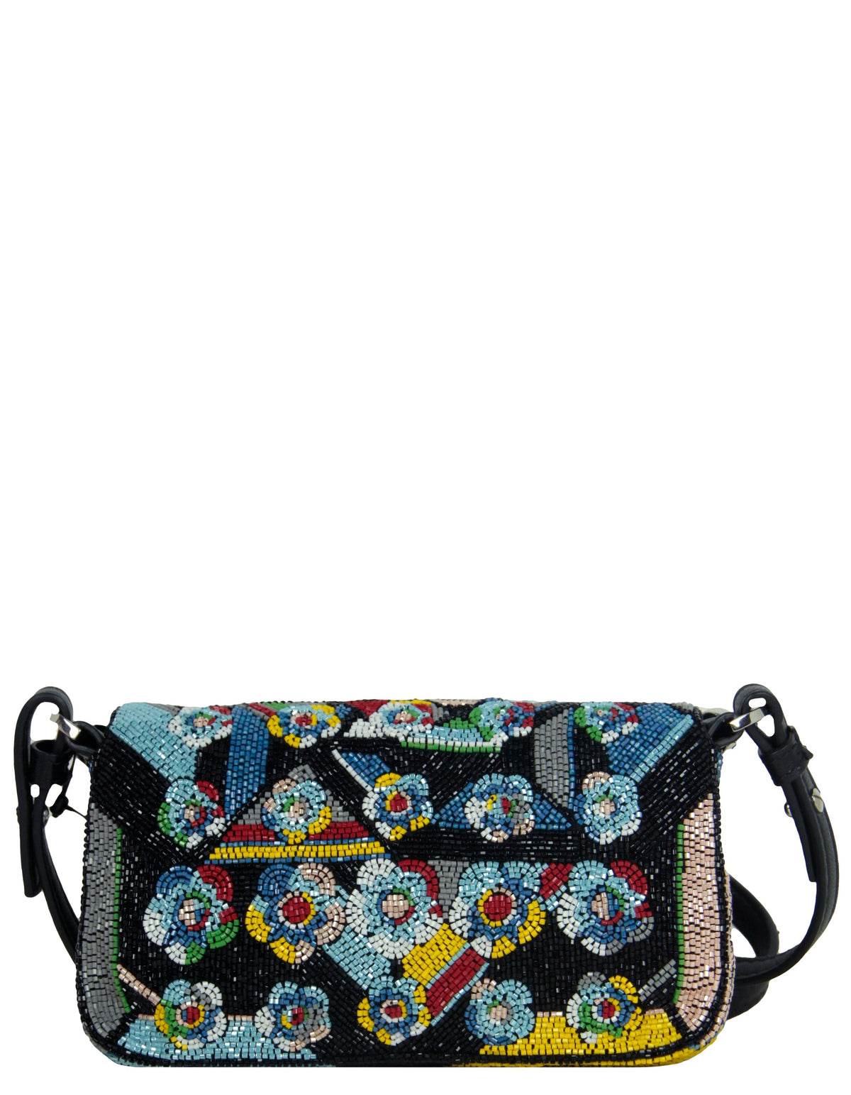 Fendi NWT Floral Beaded Micro Mini Baguette Crossbody Bag Rovelle Bags