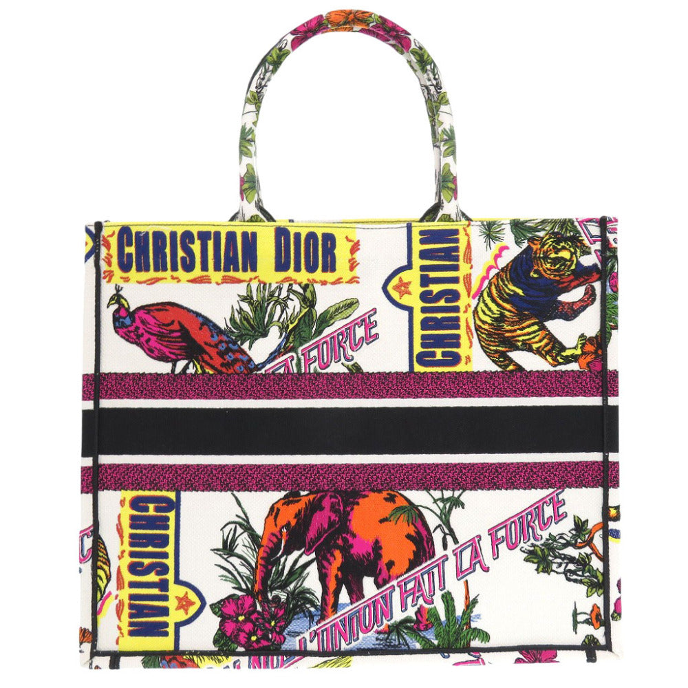 Christian Dior Tote Bag canvas white book tote large Women Rovelle Bags