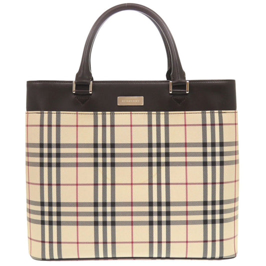 BURBERRY Handbag Canvas, Leather beige Nova Check Women