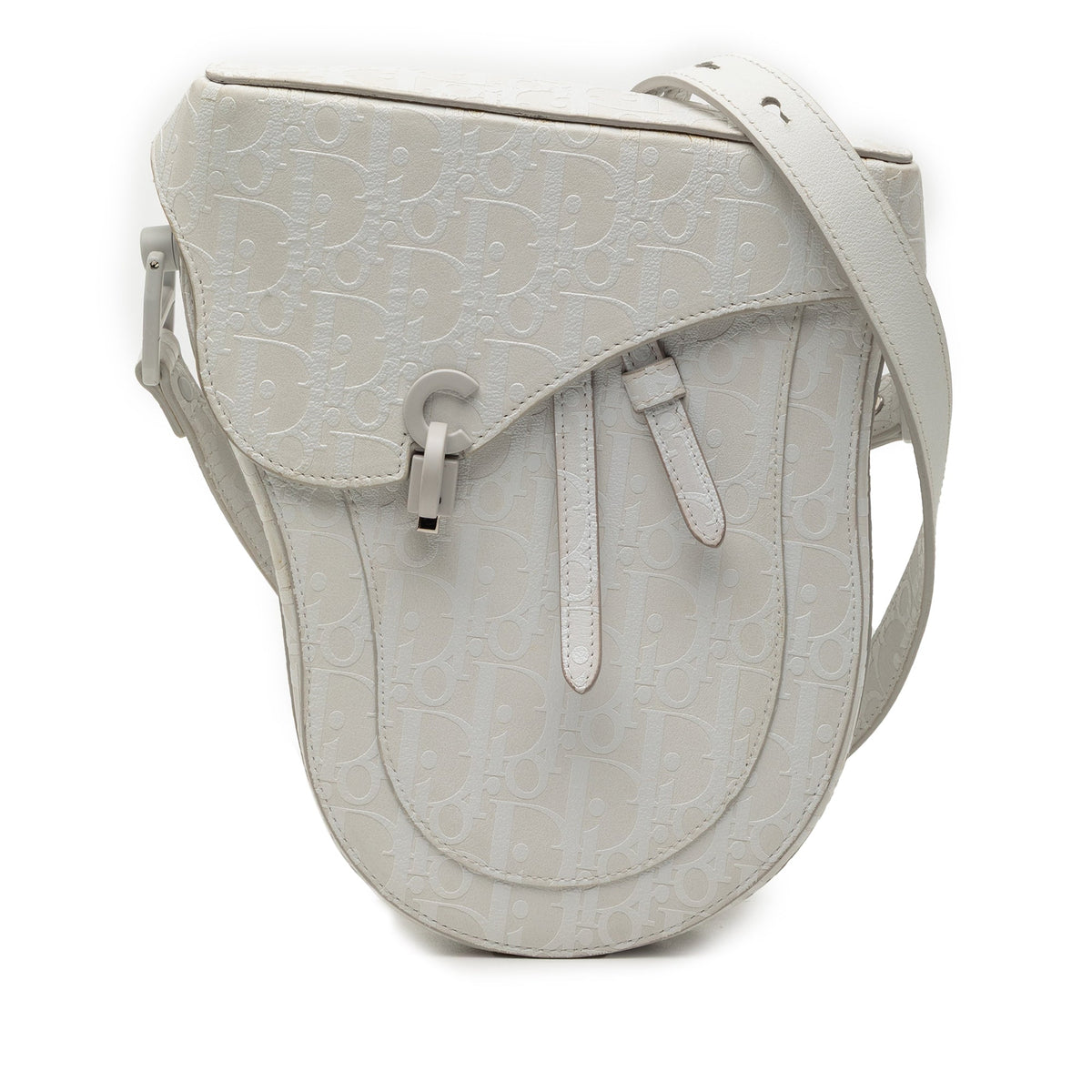 White Dior Oblique Calfskin Saddle Boxy Crossbody Rovelle Bags