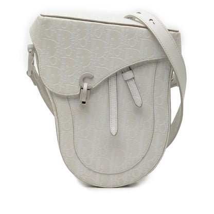 White Dior Oblique Calfskin Saddle Boxy Crossbody Rovelle Bags