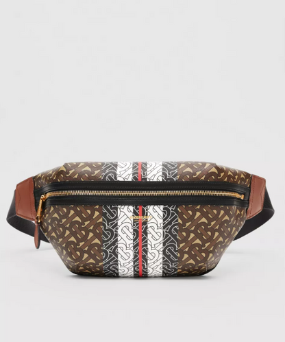 Burberry Medium Stripe Canvas Brown Handbag