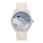 18K White Gold Alligator Diamond Bezel Mother of Pearl 38mm Arceau Petite Lune Dans Les Nuages Automatic Watch Blanc