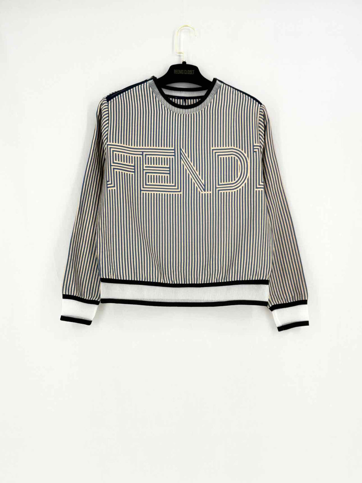 FENDI Jersey Black & Beige Logo Size US 2 Top Rovelle Bags