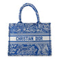Christian Dior Canvas Embroidered Medium Dioriviera Toile De Jouy Book Tote Fluorescent Blue Rovelle Bags