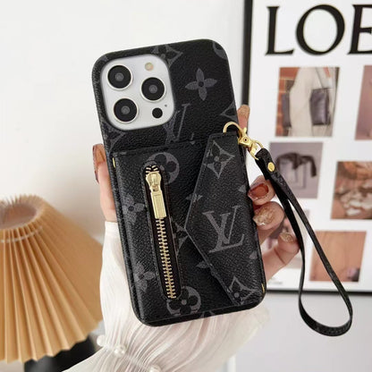 Tri-fold zipper phone case for iphone