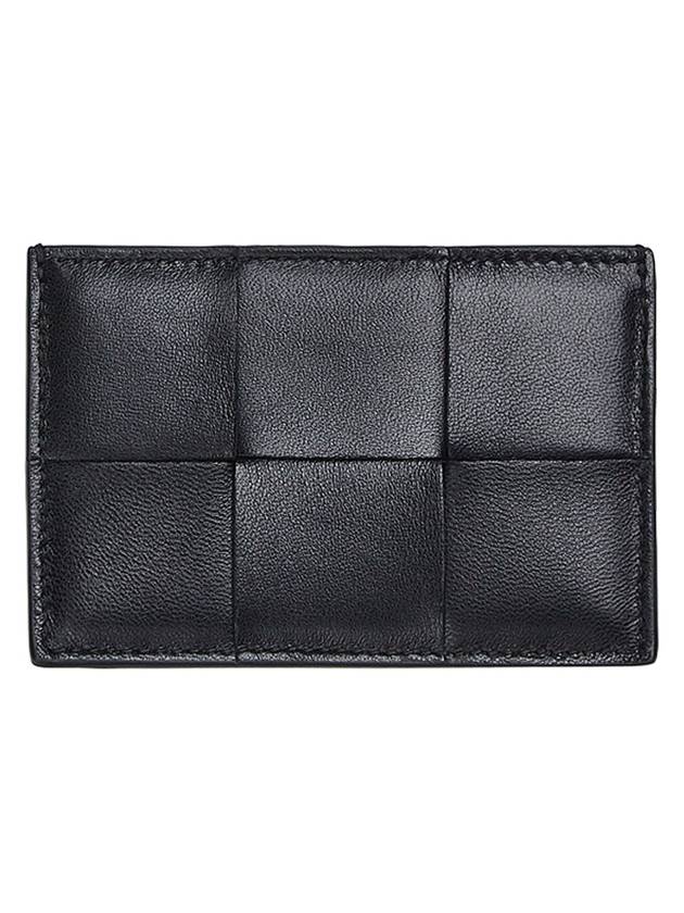 Luxury Bottega Veneta Intrecciato Lambskin Calfskin Card Wallet Black